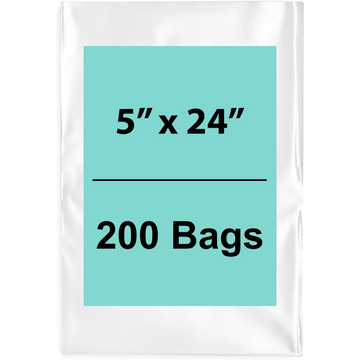 5X24 inches Clear Flat Poly Bags 1.5Mil Open Top (LDPE)